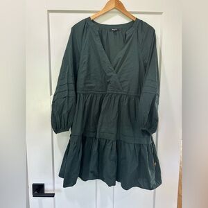 Madewell Forest Green V-Neck Tiered Dress